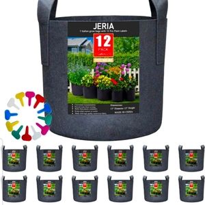 JERIA 12-Pack 7 Gallon, Vegetable/Flower/Plant Grow Bags